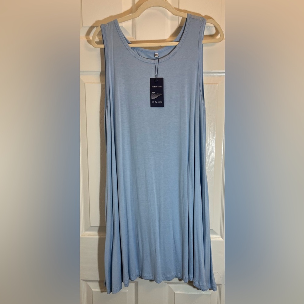 Viishow Sleeveless Summer Tank Dress Pockets Light Blue Size XXL NEW